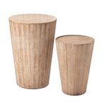 Farmhouse Nesting Barrel Side Table, Rustic Space Saving Storage End Table Set, Natural Distressed Finish - House Of Avana