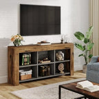 63-inch Long Rustic Wood Console Table with Storage Cubes – Modern Narrow Sofa Table for Living Room,... - House Of Avana