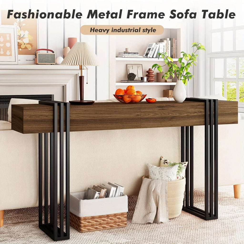 63-inch Long Console Table, Industrial Style Sofa Table, Entrance Hall Corridor Table Decoration, Living... - House Of Avana