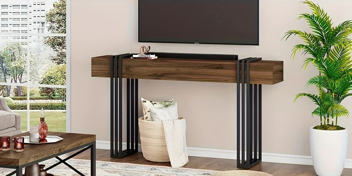 63-inch Long Console Table, Industrial Style Sofa Table, Entrance Hall Corridor Table Decoration, Living... - House Of Avana