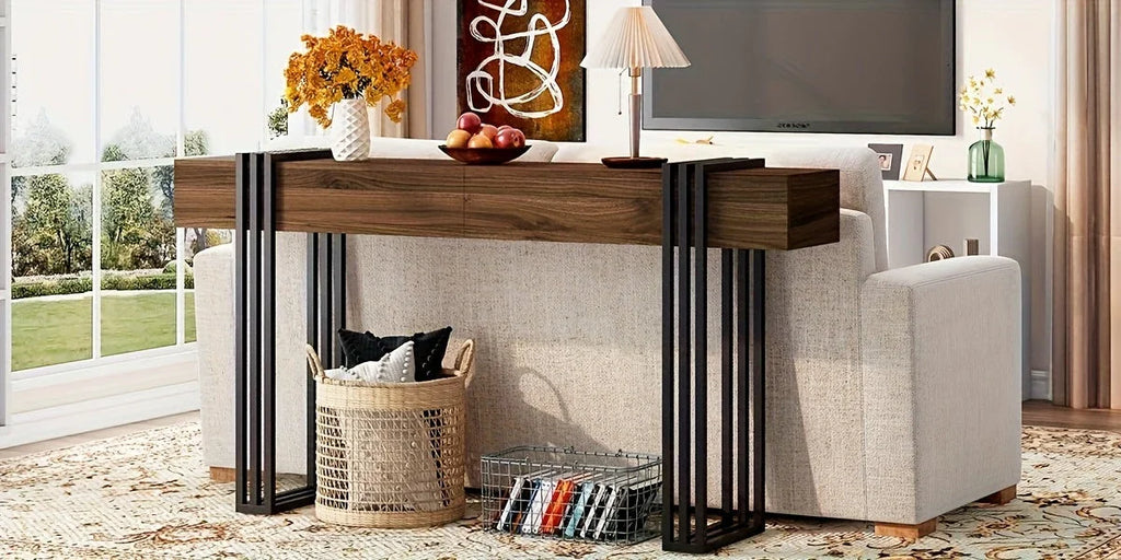 63-inch Long Console Table, Industrial Style Sofa Table, Entrance Hall Corridor Table Decoration, Living... - House Of Avana