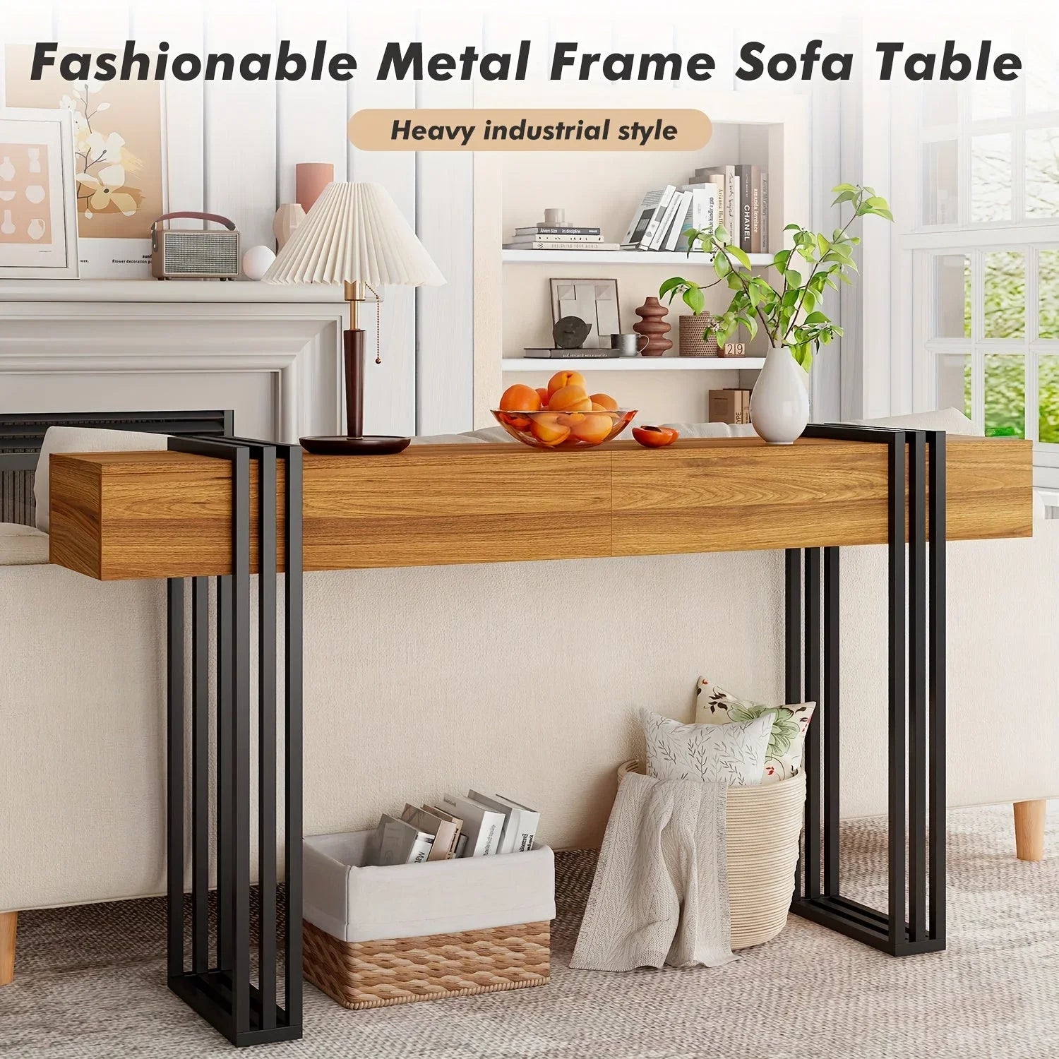63-inch Long Console Table, Industrial Style Sofa Table, Entrance Hall Corridor Table Decoration, Living... - House Of Avana