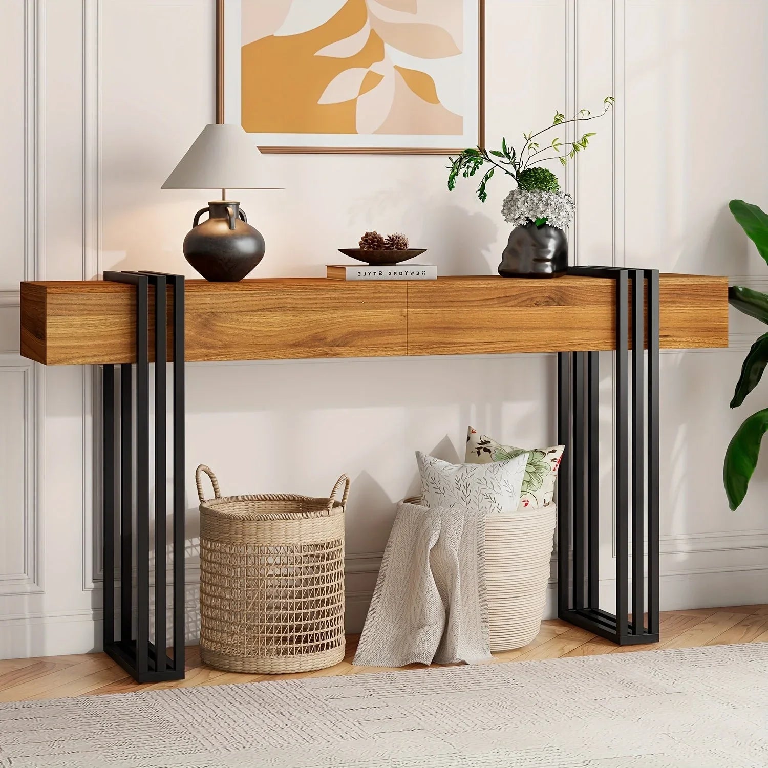 63-inch Long Console Table, Industrial Style Sofa Table, Entrance Hall Corridor Table Decoration, Living... - House Of Avana