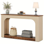 55" Solid Wood Farmhouse Console Table - 2-tier Space-saving Sofa Entryway Table with Lower Storage... - House Of Avana