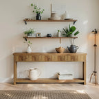 70.9" Console Table, Long Wooden Sofa Table with Drawers Multi-layer Storage Space - House Of Avana