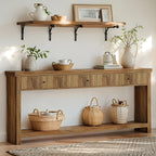 70.9" Console Table, Long Wooden Sofa Table with Drawers Multi-layer Storage Space - House Of Avana