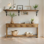 70.9" Console Table, Long Wooden Sofa Table with Drawers Multi-layer Storage Space - House Of Avana