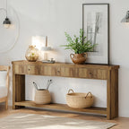 70.9" Console Table, Long Wooden Sofa Table with Drawers Multi-layer Storage Space - House Of Avana