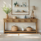 70.9" Console Table, Long Wooden Sofa Table with Drawers Multi-layer Storage Space - House Of Avana