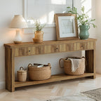 70.9" Console Table, Long Wooden Sofa Table with Drawers Multi-layer Storage Space - House Of Avana