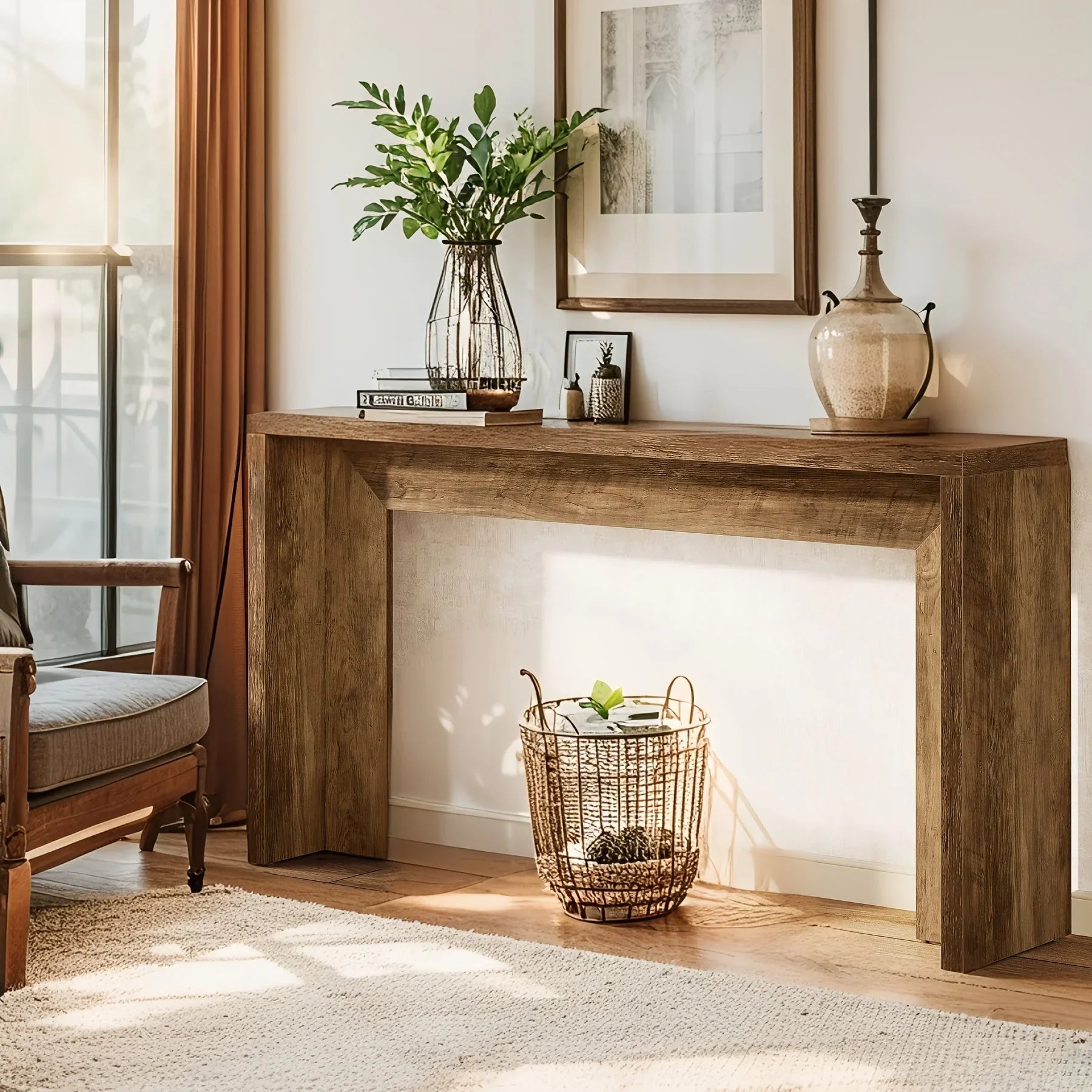 55 Inch Wooden Console Table, Console Table, Sofa Table, Foyer Table, Suitable for Entryway, Hallway or... - House Of Avana