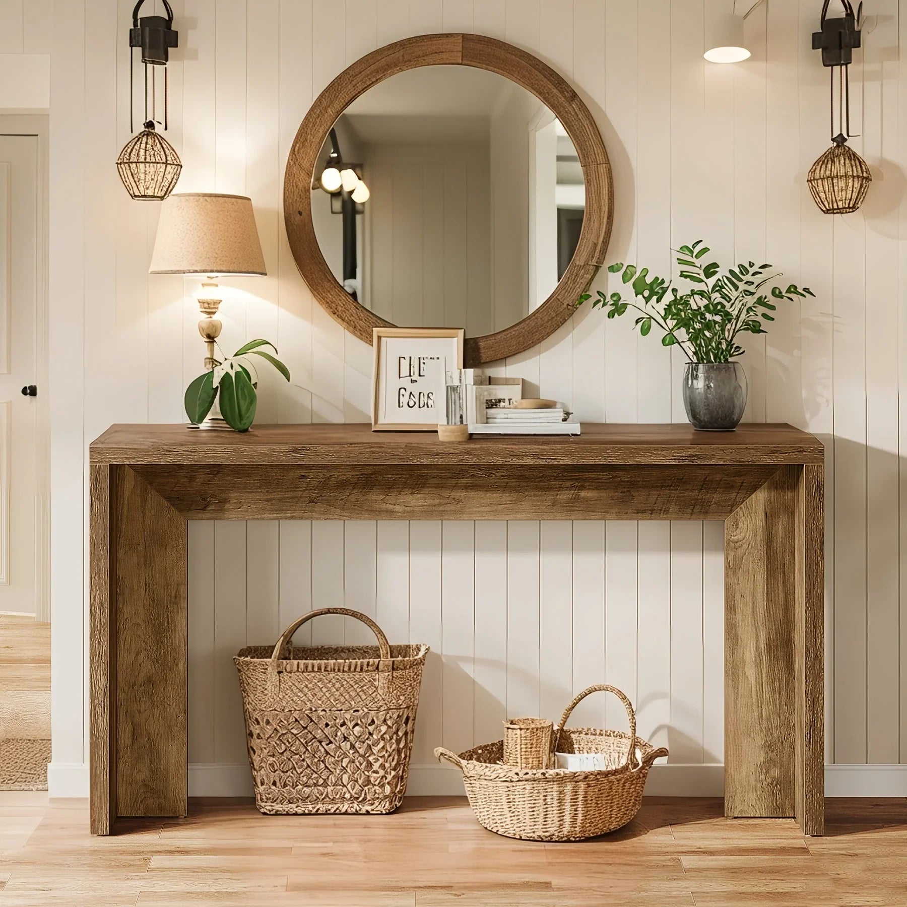 55 Inch Wooden Console Table, Console Table, Sofa Table, Foyer Table, Suitable for Entryway, Hallway or... - House Of Avana