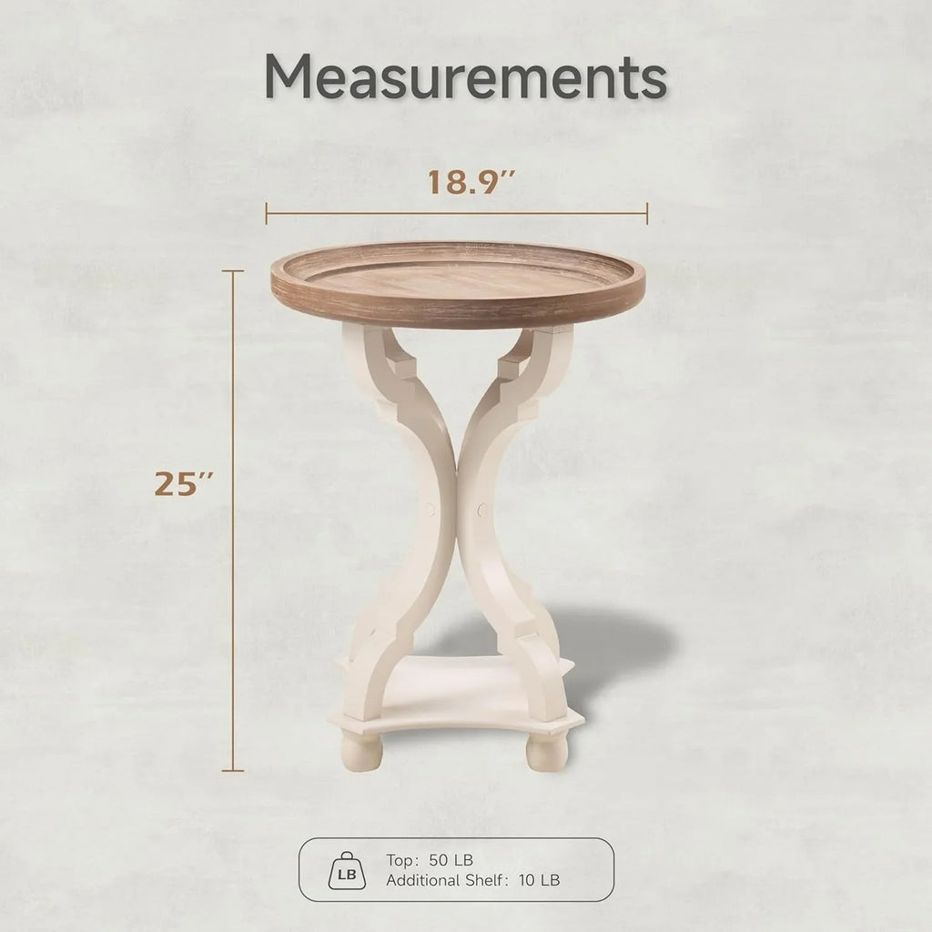 Farmhouse Cottagecore Accent End Table, Natural Tray Top Side Table Nightstand for Family, Dinning or... - House Of Avana