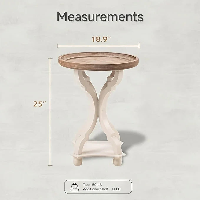 Farmhouse Cottagecore Accent End Table, Natural Tray Top Side Table Nightstand for Family, Dinning or... - House Of Avana