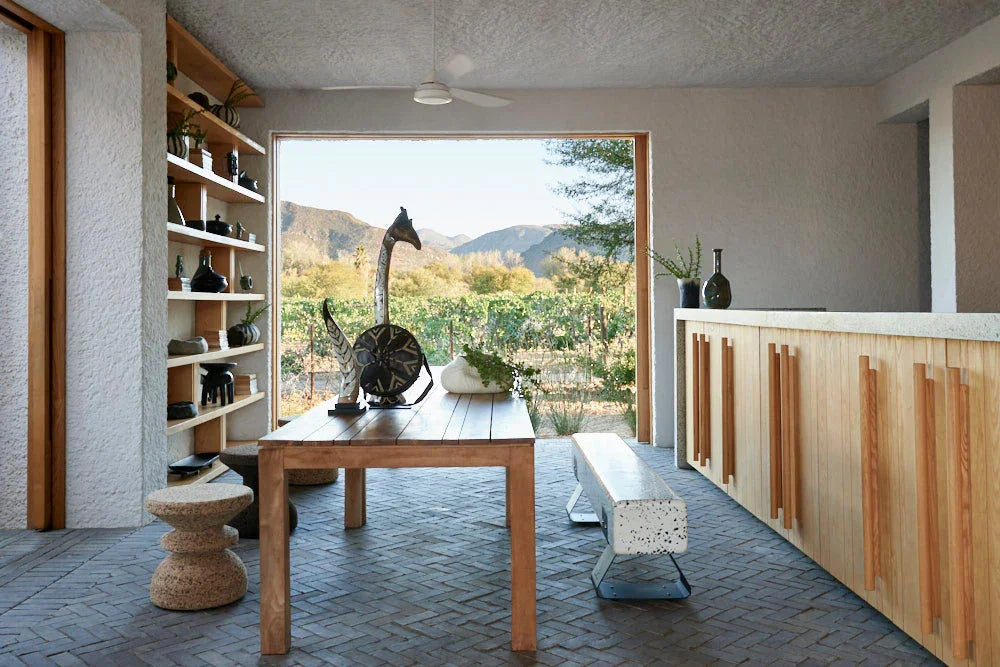 Hand-felted Woven Wool Table Vase, angled view - House Of Avana