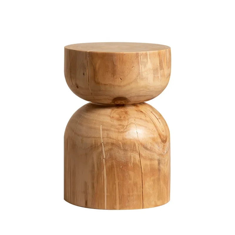Creative Solid Wood Stool Log Pouf Sitting Stool Household Side Table Stump Hotel Decoration Coffee... - House Of Avana