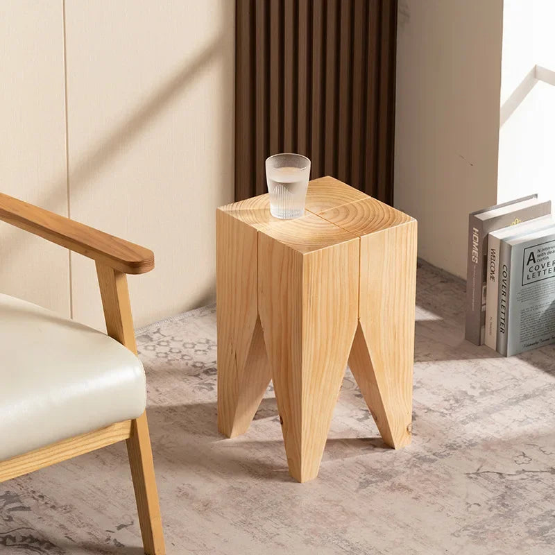 Creative Solid Wood Stool Log Pouf Sitting Stool Household Side Table Stump Hotel Decoration Coffee... - House Of Avana