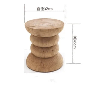 Creative Solid Wood Stool Log Pouf Sitting Stool Household Side Table Stump Hotel Decoration Coffee... - House Of Avana
