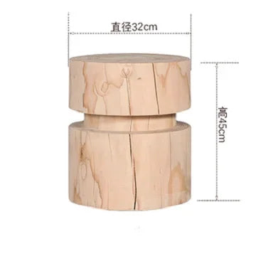 Creative Solid Wood Stool Log Pouf Sitting Stool Household Side Table Stump Hotel Decoration Coffee... - House Of Avana