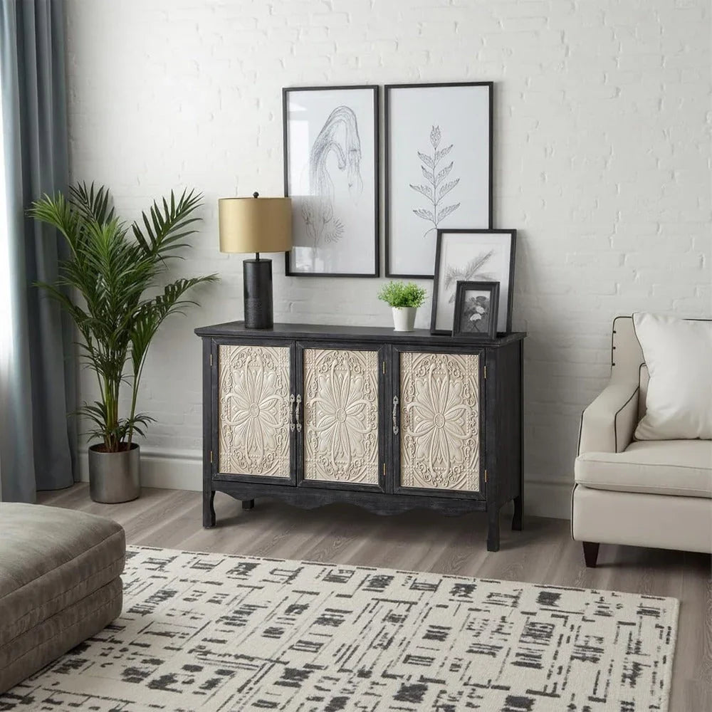 Farmhouse Sideboard Buffet Cabinet with Storage, 49" Solid Wood Credenza Buffet Table Coffee Bar Storage... - House Of Avana