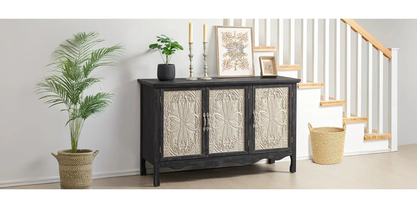 Farmhouse Sideboard Buffet Cabinet with Storage, 49" Solid Wood Credenza Buffet Table Coffee Bar Storage... - House Of Avana
