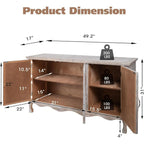 Farmhouse Sideboard Buffet Cabinet with Storage, 49" Solid Wood Credenza Buffet Table Coffee Bar Storage... - House Of Avana