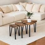 2/3 Set of Modern Triangular Coffee Table Nesting Tables - Space-saving, Easy Assembly, Solid Wood &... - House Of Avana