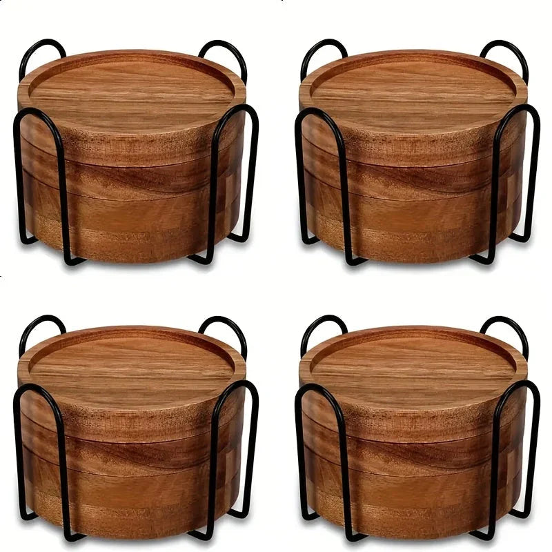 S Wood Coasters for Drinks Absorbent, Drink Coasters for Coffee Table, Absorbent Coaster Set for Table... - House Of Avana