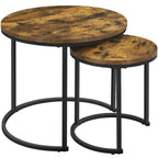 Costoffs Side Table Coffee Table with Wooden Tabletop & Sturdy Metal Base, Rustic Nesting End Table Set... - House Of Avana