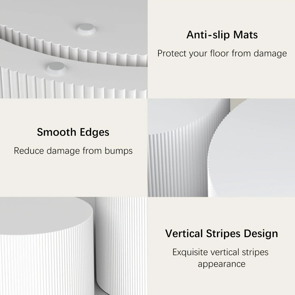 23.6" Vertical Grain Round Wooden Coffee Tables, Modern Nesting Coffee Table Set of 2, Indoor Side Table... - House Of Avana