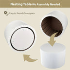 23.6" Vertical Grain Round Wooden Coffee Tables, Modern Nesting Coffee Table Set of 2, Indoor Side Table... - House Of Avana