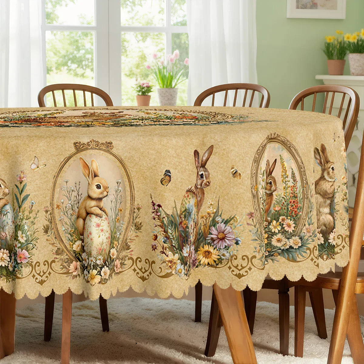 Tablecloth - Vintage Floral Polyester Round