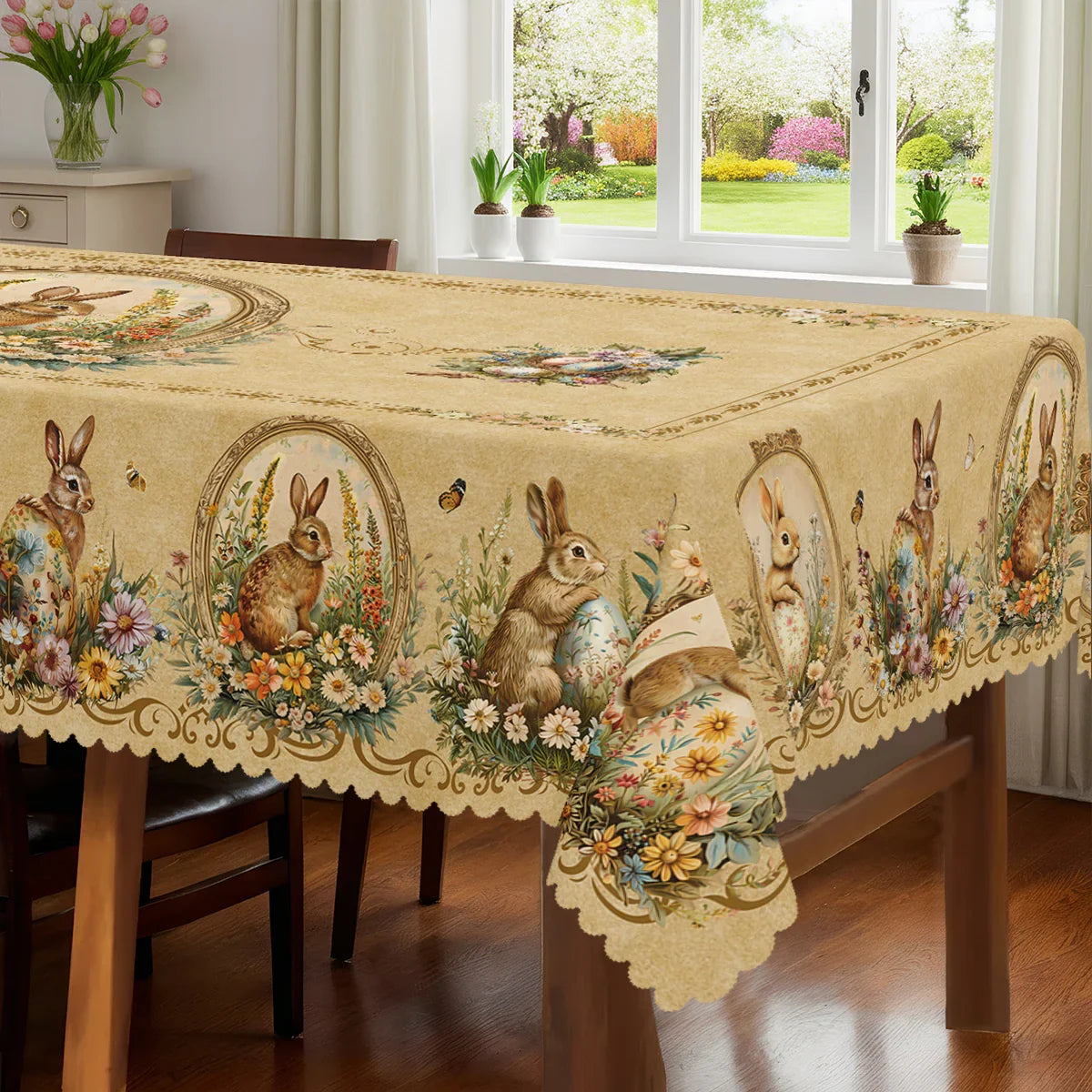 Tablecloth - Vintage Floral Polyester Round
