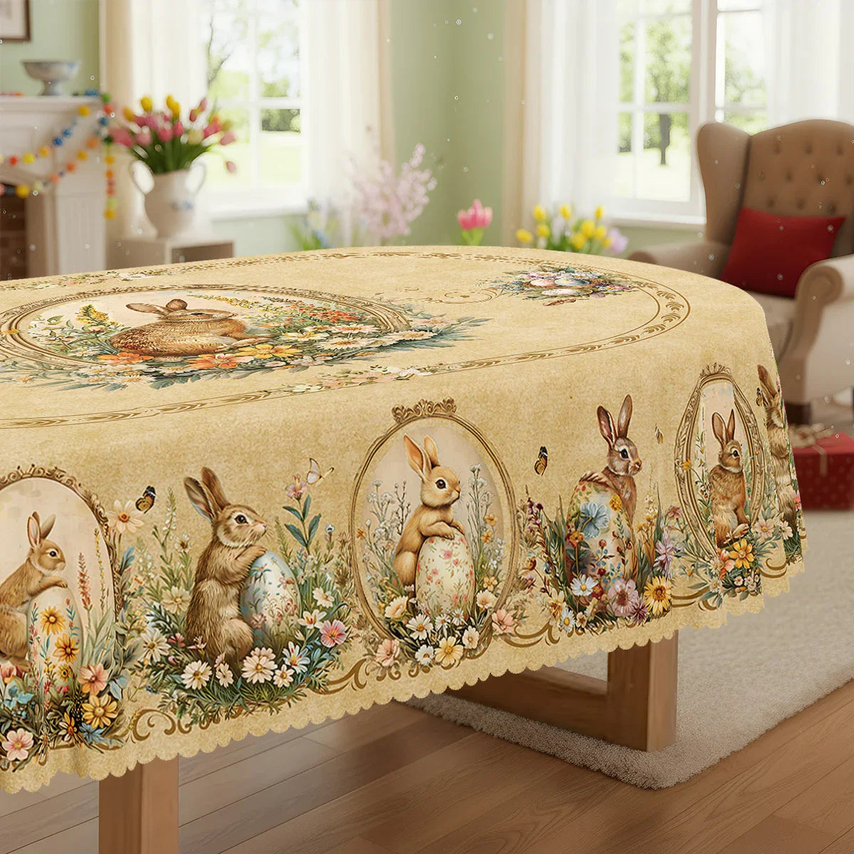 Tablecloth - Vintage Floral Polyester Round