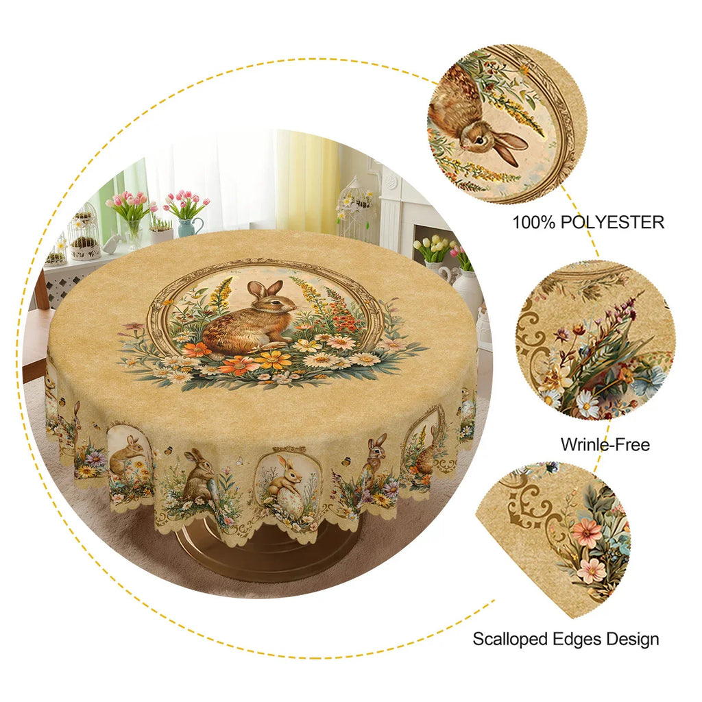 Tablecloth - Vintage Floral Polyester Round