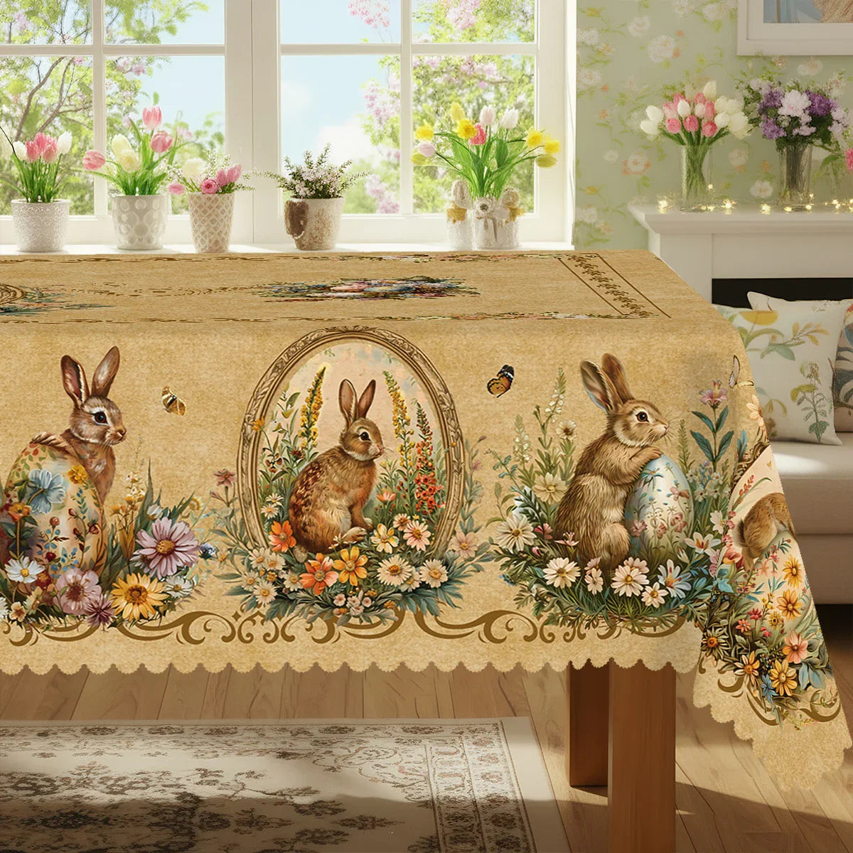 Tablecloth - Vintage Floral Polyester Round