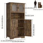 137.16cm Tall Bathroom Cabinet, Farmhouse Storage Cabinet With Glass Doors And Adjustable Shelves, Freestanding Kitchen Pantry Cabinets, Cupboard For Living Room, Dining Room House Of Avana