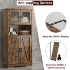 137.16cm Tall Bathroom Cabinet, Farmhouse Storage Cabinet With Glass Doors And Adjustable Shelves, Freestanding Kitchen Pantry Cabinets, Cupboard For Living Room, Dining Room House Of Avana