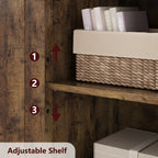 137.16cm Tall Bathroom Cabinet, Farmhouse Storage Cabinet With Glass Doors And Adjustable Shelves, Freestanding Kitchen Pantry Cabinets, Cupboard For Living Room, Dining Room House Of Avana