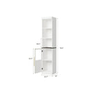 177.8cm Tall Narrow Bathroom Cabinet with Glass Door & Open Shelves - Freestanding Storage Organizer, Space-Saving Design for Small Spaces, Durable Wood & Particle Board Construction, Mixed Color Finish, 3, 2 Cu Ft Capacity, House Of Avana