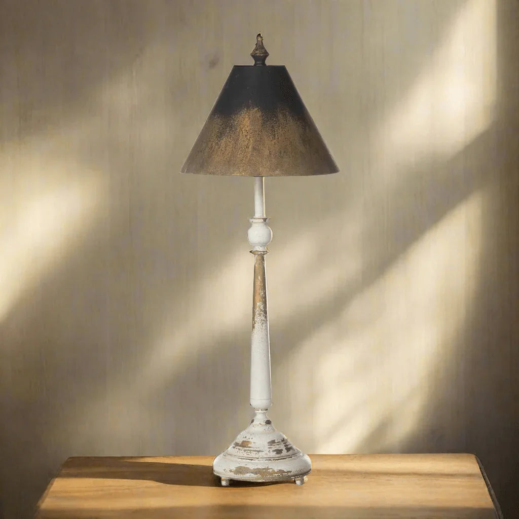 Tall Vintage Table Lamp with Black and Gold Shade Vintage Shopper