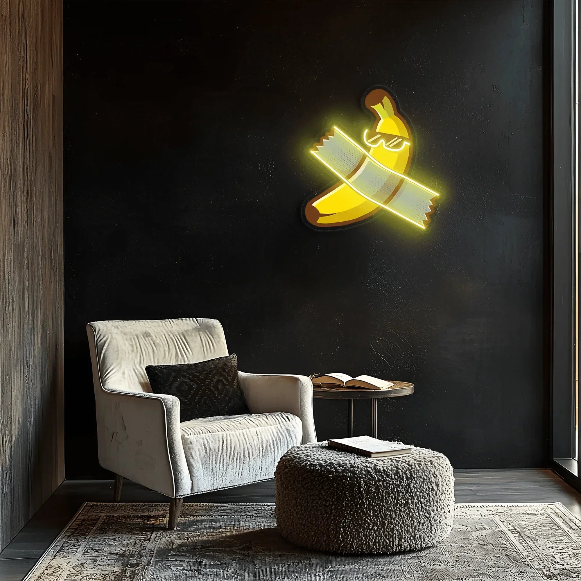 Tape Banana Table Neon Sign, Uv Print Neon, Banana Uv Print Neon Sign, Neon Light Peony Atelier