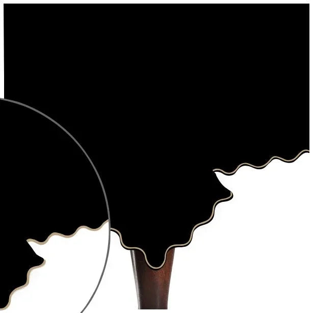 Scallop Embroidery Sateen Cotton Solid Table Cloth - Black PushpLinen