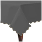 Scallop Embroidery Sateen Cotton Solid Table Cloth - Dark Grey PushpLinen