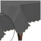 Scallop Embroidery Sateen Cotton Solid Table Cloth - Dark Grey PushpLinen