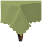 Scallop Embroidery Sateen Cotton Solid Table Cloth - Sage PushpLinen