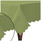 Scallop Embroidery Sateen Cotton Solid Table Cloth - Sage PushpLinen