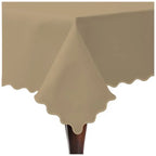 Scallop Embroidery Sateen Cotton Solid Table Cloth - Taupe PushpLinen