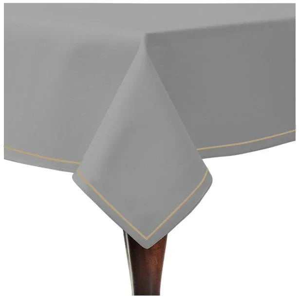 Single Embroidery Border Sateen Cotton Solid Table Cloth - Light Grey PushpLinen