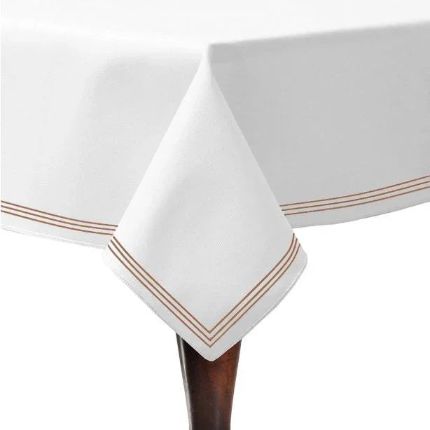 Triple Embroidery Border Sateen Cotton Solid Table Cloth PushpLinen
